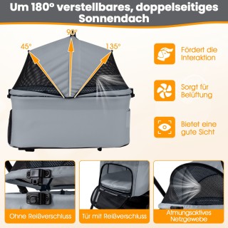 Costway Πολυλειτουργικό Καροτσάκι Κατοικίδιων 3 σε 1 με Αποσπώμενο ...