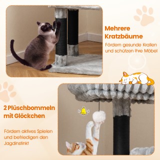 Costway Πολύπλευρο Δέντρο Γάτας Ύψους 156 cm με 2 Σπηλιές, 2 Κρεβάτ...