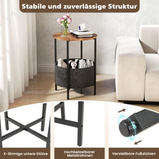 Costway Στρογγυλό βοηθητικό τραπέζι με υφασμάτινο καλάθι, μοντέρνο... Costway Στρογγυλό βοηθητικό τραπέζι με υφασμάτινο καλάθι, μοντέρνο...