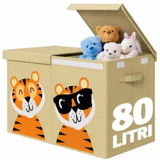 BAKAJI Διπλός Πτυσσόμενος Χώρος Αποθήκευσης Παιχνιδιών με Ζωάκια 80...