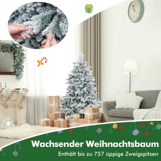 Costway 135 cm Τεχνητό Χριστουγεννιάτικο Δέντρο με Φωτισμό και Χιόν...