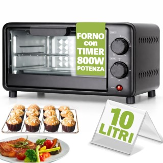 BAKAJI Ηλεκτρικός Φούρνος 10 Λίτρων, Ισχύς 800W, Ρυθμιζόμενη Θερμοκ...