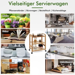 Τρόλεϊ Σερβιρίσματος από Μπαμπού 58 x 33 x 76 cm COSTWAY KC53797NA