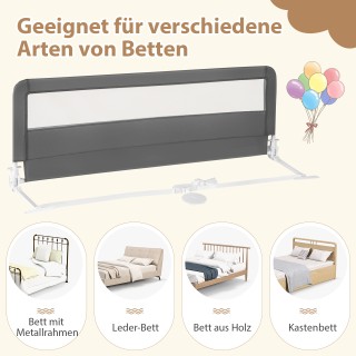 Costway 150 εκ. Πτυσσόμενο Παιδικό Κάγκελο Κρεβατιού με Αφαιρούμενο...