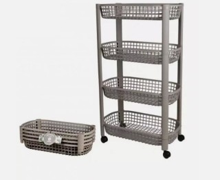 Καρότσι Κουζίνας 4 Επιπέδων 46.5 x 26 x 78.8 cm Γκρι Ανοιχτό Urban ... Καρότσι Κουζίνας 4 Επιπέδων 46.5 x 26 x 78.8 cm Γκρι Ανοιχτό Urban ...