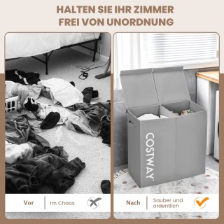 Costway Διαχωριστικός Καλάθι Απλύτων 115L με Καπάκι & Λαβές, Γκρι J... Costway Διαχωριστικός Καλάθι Απλύτων 115L με Καπάκι & Λαβές, Γκρι J...