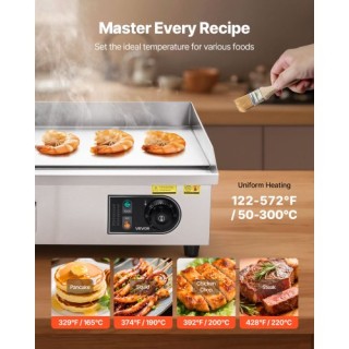 VEVOR Ηλεκτρική Πλάκα Ψησίματος VEVOR, 535 x 300 mm, 3200W, Ρυθμιζό...