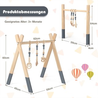 Costway Ξύλινο Γυμναστήριο Δραστηριοτήτων για Μωρά με 3 Παιχνίδια -... Costway Ξύλινο Γυμναστήριο Δραστηριοτήτων για Μωρά με 3 Παιχνίδια -...