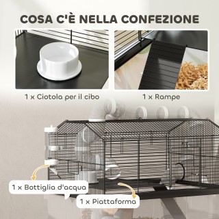 PawHut Κλουβί για χάμστερ με 2 επίπεδα με ρόδες, σωλήνες, μπολ, μπο... PawHut Κλουβί για χάμστερ με 2 επίπεδα με ρόδες, σωλήνες, μπολ, μπο...