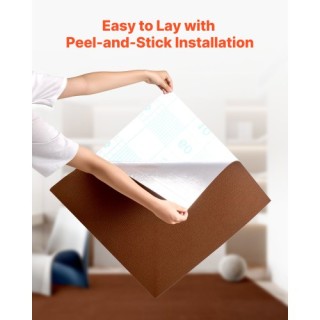 VEVOR Αυτοκόλλητα Πλακίδια Χαλιού 610x610 mm Καφέ, 20 Τεμάχια ZZFKD...