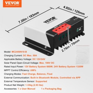 VEVOR 50A MPPT Ηλιακός Ρυθμιστής Φόρτισης με Bluetooth DYTYNCDKZQN... VEVOR 50A MPPT Ηλιακός Ρυθμιστής Φόρτισης με Bluetooth DYTYNCDKZQN...
