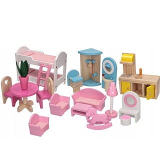 BAKAJI  Ξύλινο Σπιτάκι Κούκλας Παιδικό 3 ορόφων με Έπιπλα Αξεσουάρ ...
