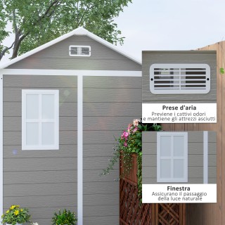 Outsunny  Καλύβα Κήπου από Ρητίνη με Δάπεδο, 2 Πόρτες με Κλείδωμα, ...