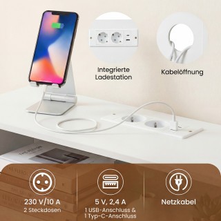 Costway Στενό Κονσολάκι 3 Επιπέδων με Φωτισμό LED και Σταθμό Φόρτισ...