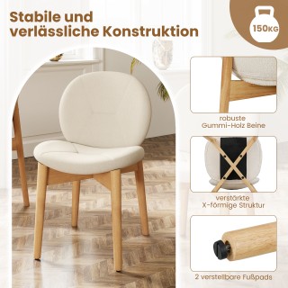 Costway  Σετ 2 Ξύλινα Καρέκλες Τραπεζαρίας με Επένδυση και Πόδια απ...