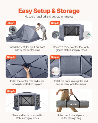 VEVOR Εξαγωγή: Μεγάλη Εξάγωνη Πτυσσόμενη Σκηνή Gazebo με Αφαιρούμεν... VEVOR Εξαγωγή: Μεγάλη Εξάγωνη Πτυσσόμενη Σκηνή Gazebo με Αφαιρούμεν...