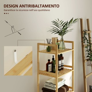 HOMCOM Ράφι Μπάνιου με 5 Ρυθμιζόμενα Ράφια σε Ύψος από Μπαμπού, 43....