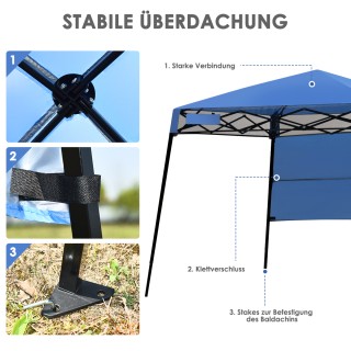 Costway Φορητό Μπλε Πάρτι Γκαζέμπο με Τσάντα 181x210εκ OP70298BL