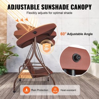 Κούνια Βεράντας 3 Θέσεων VEVOR με Ρυθμιζόμενη Τέντα και Μαξιλάρι, Κ... Κούνια Βεράντας 3 Θέσεων VEVOR με Ρυθμιζόμενη Τέντα και Μαξιλάρι, Κ...