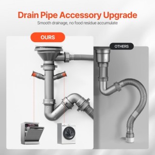 VEVOR  Νεροχύτης Κουζίνας 40εκ Ανοξείδωτος Μαύρος  QRSSCTSPDC40Y87XBV0