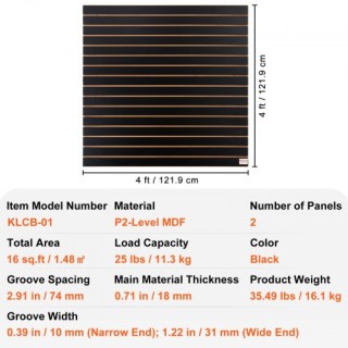 Πάνελ Slatwall VEVOR 4x2 ft Μαύρα (Σετ 2) για Οργάνωση Γκαράζ  BTQB...