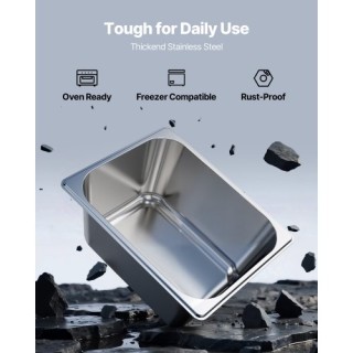 VEVOR Δοχεία Ξενοδοχείου με Καπάκια 1/2 Διαστάσεων, Βαθύ Ανοξείδωτο... VEVOR Δοχεία Ξενοδοχείου με Καπάκια 1/2 Διαστάσεων, Βαθύ Ανοξείδωτο...