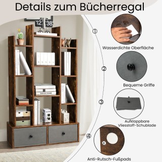 Costway Ράφι Βιβλιοθήκης με 12 Επίπεδα και Συρτάρια για Αποθήκευση... Costway Ράφι Βιβλιοθήκης με 12 Επίπεδα και Συρτάρια για Αποθήκευση...