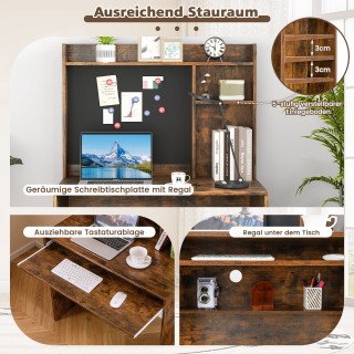 Costway Γραφείο Υπολογιστή με Μαγνητικό Πίνακα για το Σπίτι, με Ράφ...