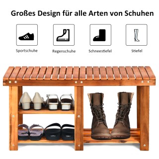Costway  Πολυλειτουργικός Πάγκος Παπουτσιών από Ξύλο Ακακίας για Εί...