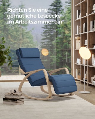 SONGMICS Ξύλινη Κουνιστή Καρέκλα με Ρυθμιζόμενο Υποπόδιο 5 Θέσεων, ...