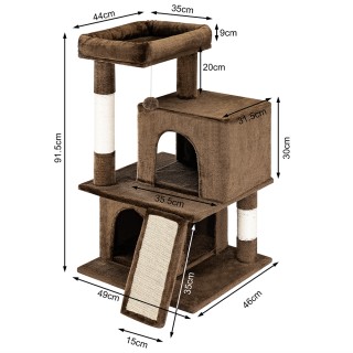 BAKAJI  Δέντρο Αναρρίχησης Καταφύγιο για Γάτες Ξύστρα Καφέ Φελίνοι ...