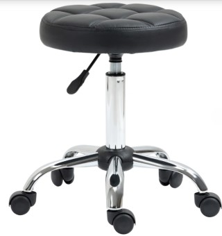 Στρογγυλό Περιστρεφόμενο Σκαμπό με Ρόδες, Ρυθμιζόμενο Ύψος από Συνθ...