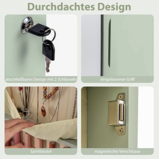 Costway Πράσινος Κοσμηματοθήκη με LED Φωτισμό και Καθρέφτη, Κλειδωμ... Costway Πράσινος Κοσμηματοθήκη με LED Φωτισμό και Καθρέφτη, Κλειδωμ...