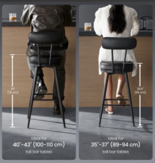 Σετ 2 Σκαμπό Μπάρ με Πλάτη και Περιστροφή 54 x 54 x 101 cm LBC889B0...