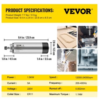 VEVOR 1.5KW Αερόψυκτο Μοτέρ CNC για Χάραξη/Φρεζάρισμα 1.5KWFLDJ000... VEVOR 1.5KW Αερόψυκτο Μοτέρ CNC για Χάραξη/Φρεζάρισμα 1.5KWFLDJ000...