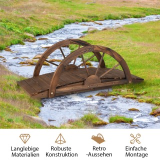 Costway Ξύλινη Γέφυρα Κήπου με Ανθεκτική Κατασκευή και Διακοσμητικά...