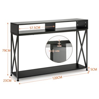Costway Κομψό Κονσόλα Τραπέζι με Ανοιχτά Ράφια και Μεταλλικό Πλαίσ... Costway Κομψό Κονσόλα Τραπέζι με Ανοιχτά Ράφια και Μεταλλικό Πλαίσ...