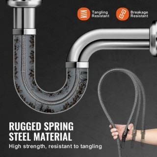 Καλώδιο Καθαρισμού Αποχέτευσης VEVOR 30m x 19mm με 4 Κόφτες για Σωλ...