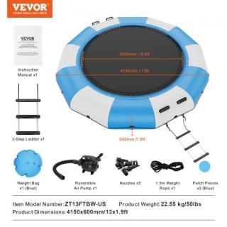 Φουσκωτό Τραμπολίνο Νερού 13ft VEVOR για Πισίνα/Λίμνη BTKSSBCLBS13... Φουσκωτό Τραμπολίνο Νερού 13ft VEVOR για Πισίνα/Λίμνη BTKSSBCLBS13...