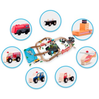 Ξύλινο Τρενάκι Πόλη 100 τεμάχια για 3+ Ετών RK-879 Ricokids