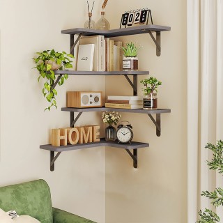 BAKAJI Σετ 4 Γκρι Ξύλινα Ράφια Τοίχου Εξοικονόμησης Χώρου 41x14x29... BAKAJI Σετ 4 Γκρι Ξύλινα Ράφια Τοίχου Εξοικονόμησης Χώρου 41x14x29...