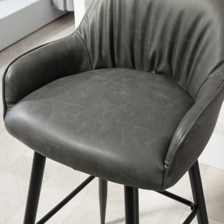 HOMCOM  Σετ 2 Μοντέρνα Σκαμπό Μπαρ με Υποπόδιο και Πλάτη, Συνθετικό...