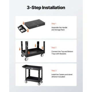 VEVOR Καρότσι Υπηρεσίας 2 Ραφιών 550 lbs με Ρόδες DXSLSYTCZH2CKF17ZV0
