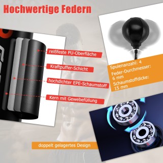 Costway Ρυθμιζόμενος Όρθιος Σάκος Μποξ με 360° Ράβδο Αντίδρασης και...