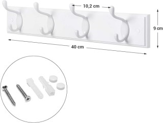 Επιτοίχια Κρεμάστρα με 4 Διπλά Μεταλλικά Άγκιστρα SONGMICS LHR23WT Επιτοίχια Κρεμάστρα με 4 Διπλά Μεταλλικά Άγκιστρα SONGMICS LHR23WT