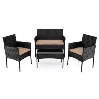 Costway Σετ κήπου από ρατάν με 2 καρέκλες, παγκάκι, τραπέζι και μαξ...