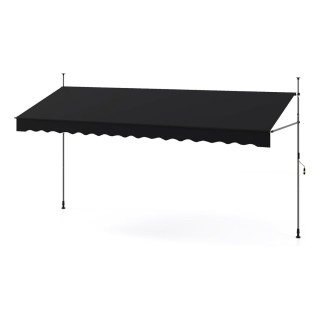 Costway Μαύρη Βαλκονόκουρτινα 400cm Χωρίς Τρύπημα με Χειρολαβή και ...