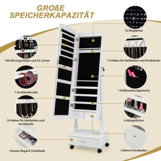 Costway Επιδαπέδιο Ντουλάπι Κοσμημάτων με Καθρέφτη και LED Φωτισμό... Costway Επιδαπέδιο Ντουλάπι Κοσμημάτων με Καθρέφτη και LED Φωτισμό...