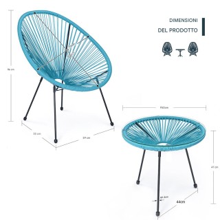 BAKAJI Σετ Βεράντας από Πολυρατάν με 2 Καρέκλες και 1 Τραπέζι για Κ...