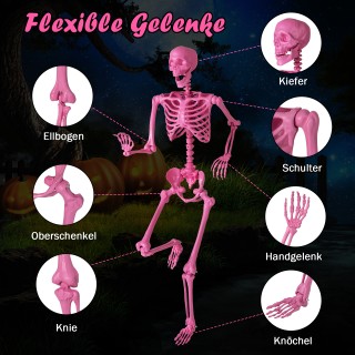 Costway Ροζ Ρεαλιστικός Σκελετός 160 CM με Κινούμενες Αρθρώσεις για...